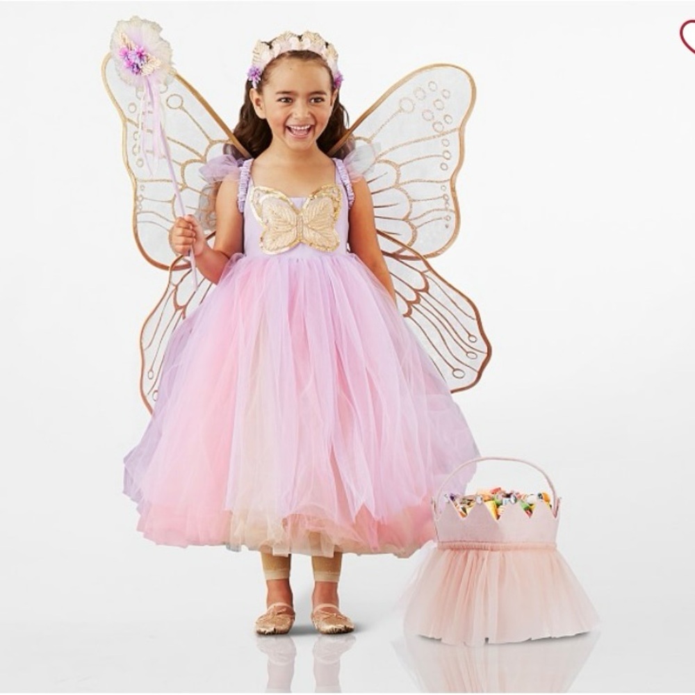 Pottery barn kids Lavender Butterfly Fairy Halloween Costume size 7-8